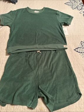 Free Assembly Kids Terry Short Pajama Set Dark Green